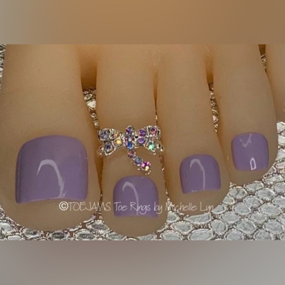 Bride’s Day Iridescent Crystal Dragonfly Toe Ring Stretch Elastic Toe Ri…